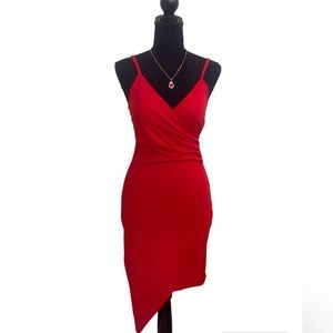 Red Midi Wrap Dress